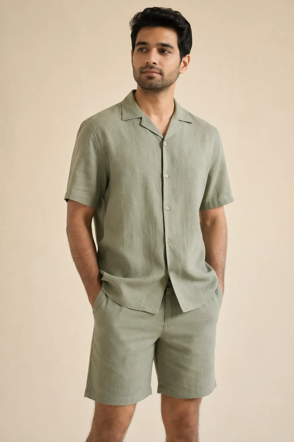 Co ords man sage linen camp set