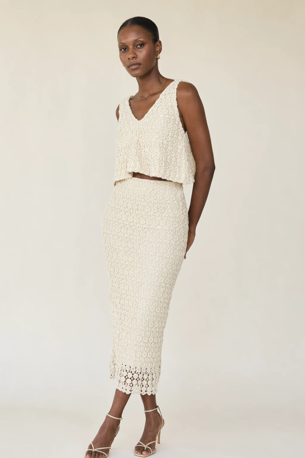 Co ords woman ivory crochet lace co ord