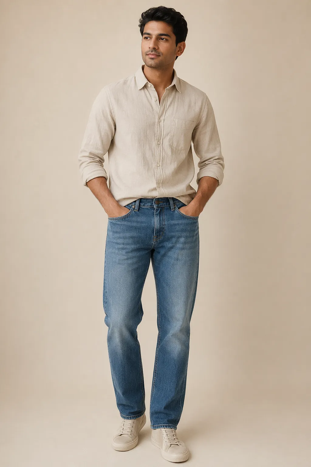 Denim man mid wash straight leg