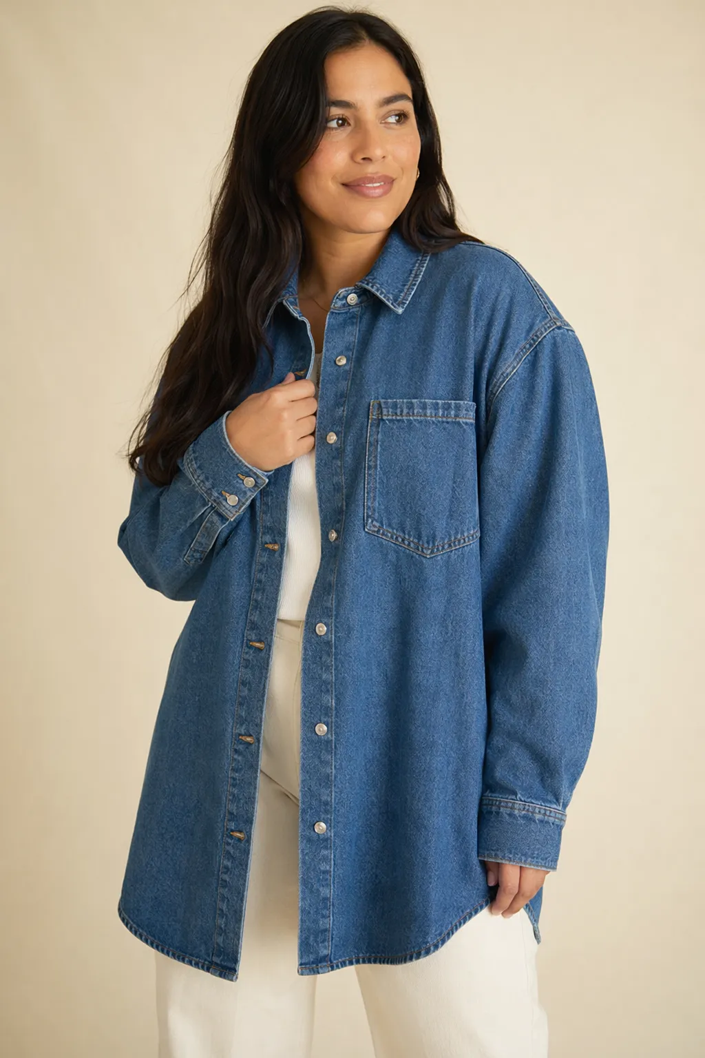 Denim woman oversized shirt jacket