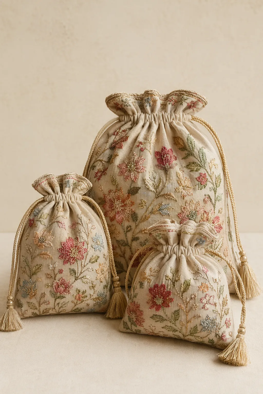 Handicrafts embroidered pouch set