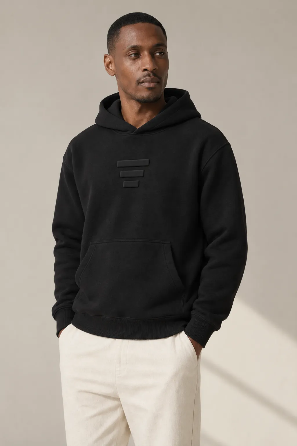Hoodies sweatshirts man black 400gsm puff print