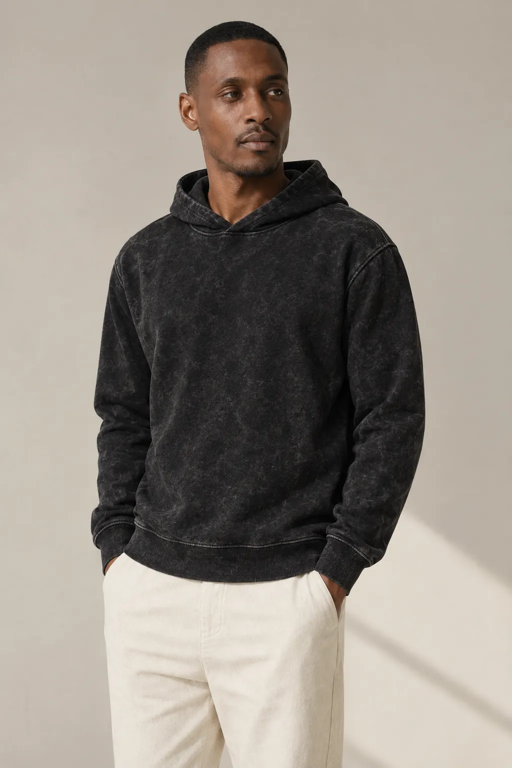 Hoodies sweatshirts man black acid wash