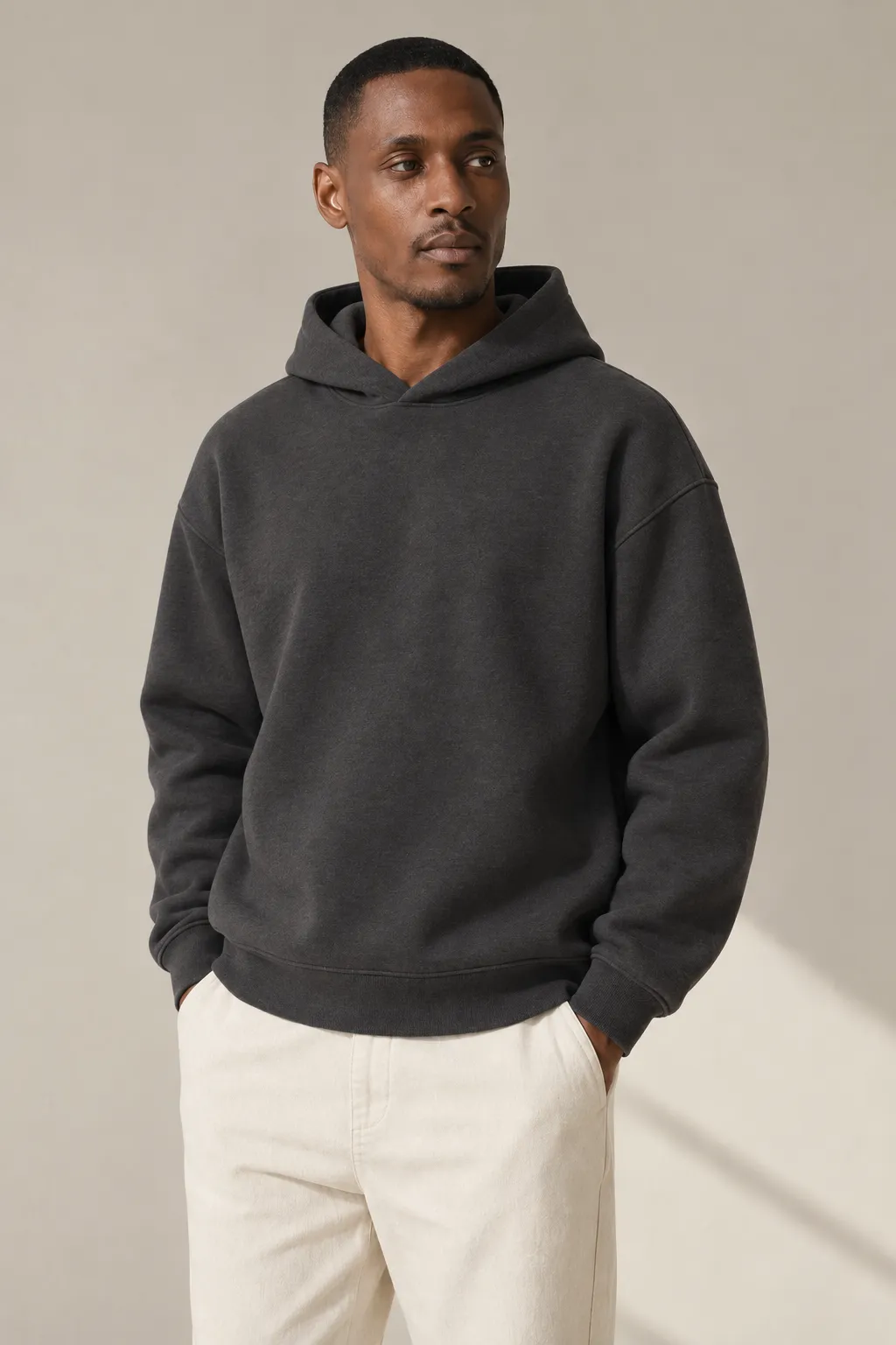 Hoodies sweatshirts man charcoal 450gsm drop shoulder