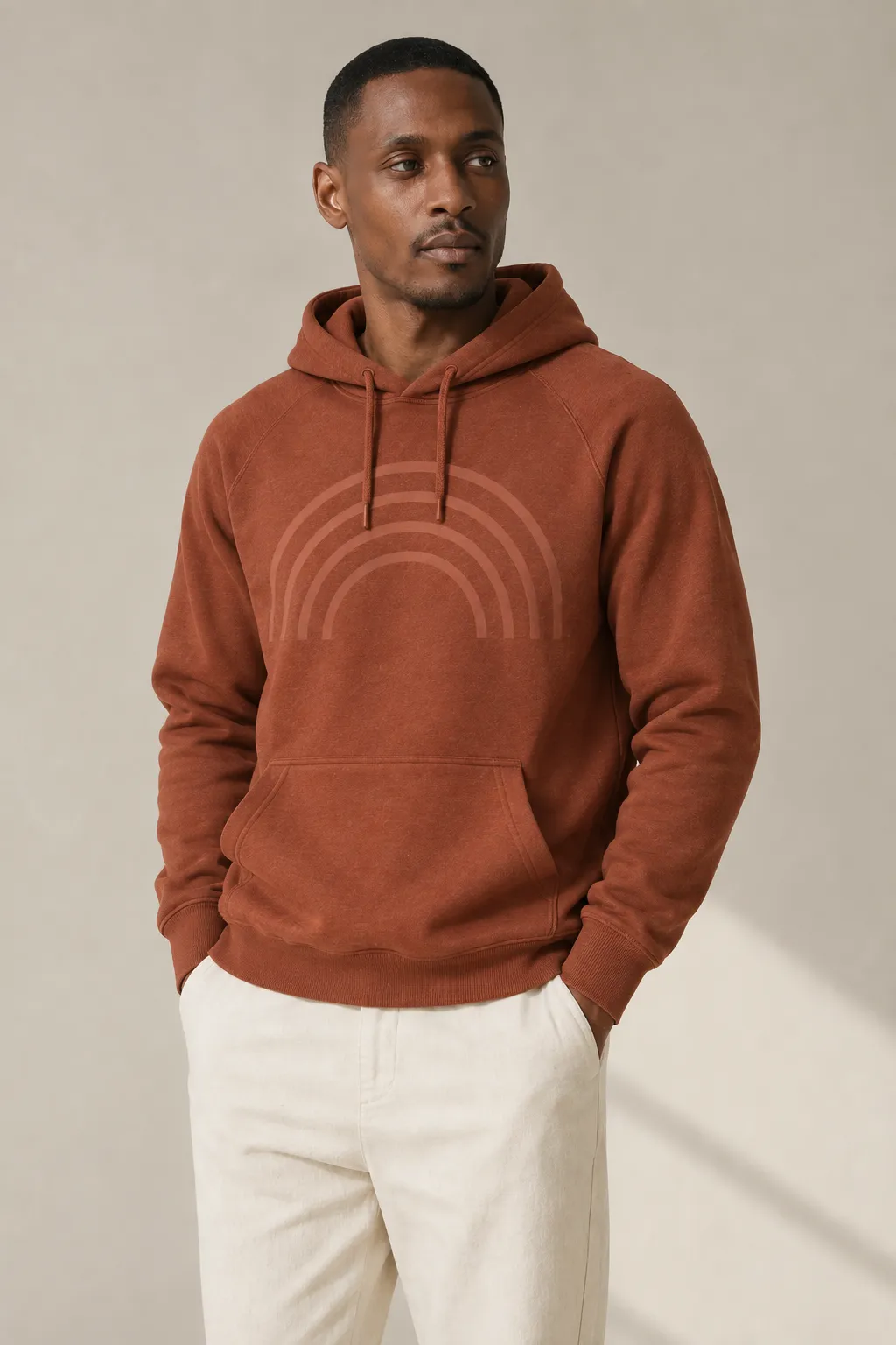 Hoodies sweatshirts man rust water based screen print