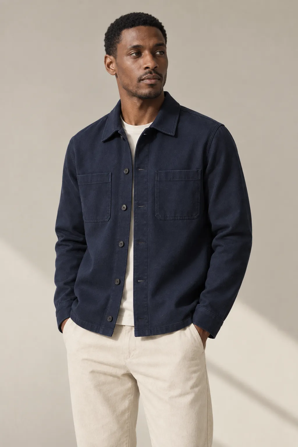 Jackets man navy twill overshirt