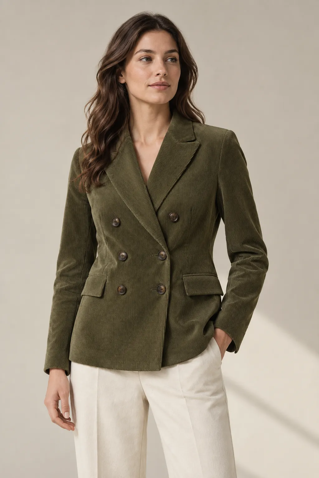Jackets woman olive corduroy double breasted
