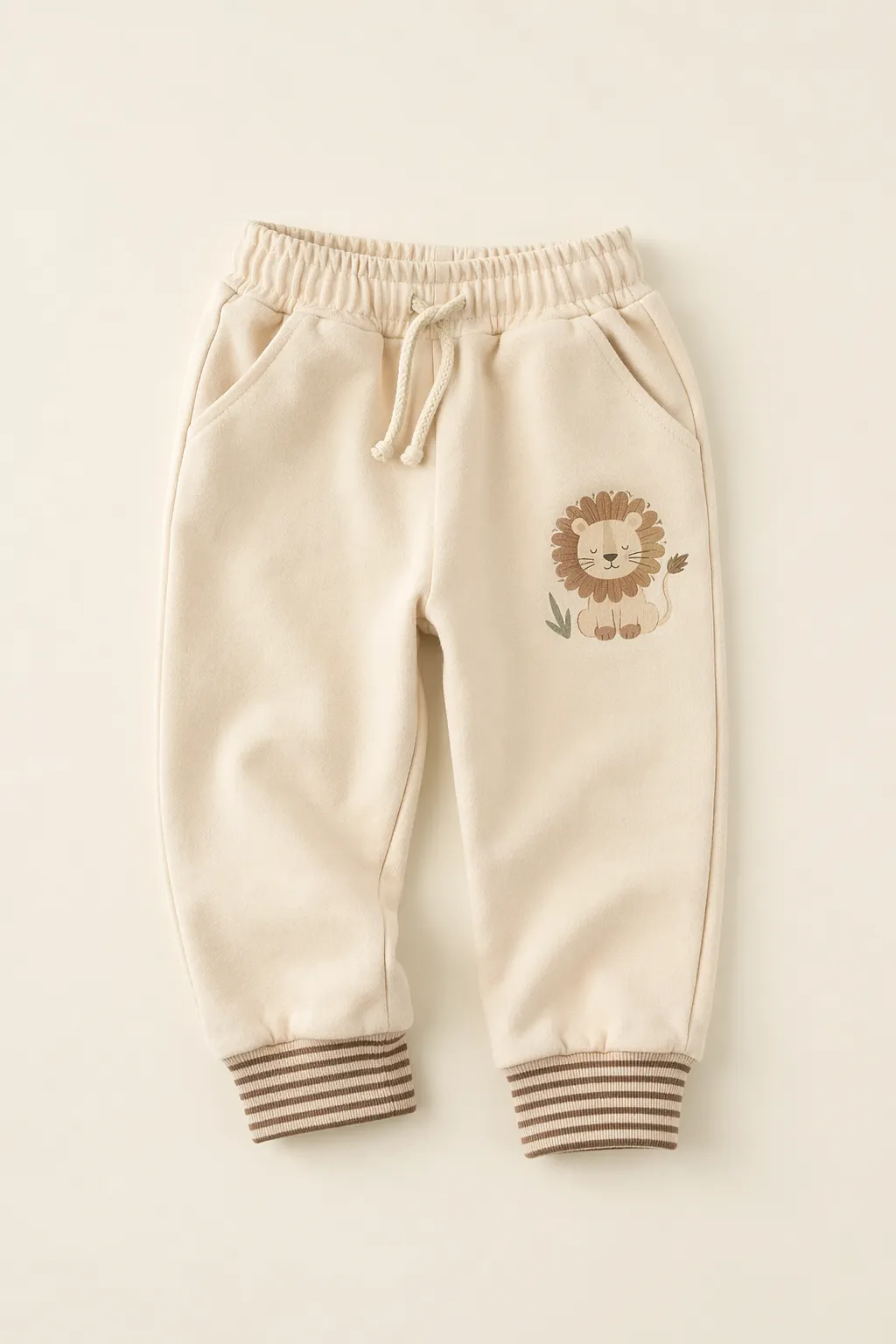 Kids child cream beige cotton blend joggers