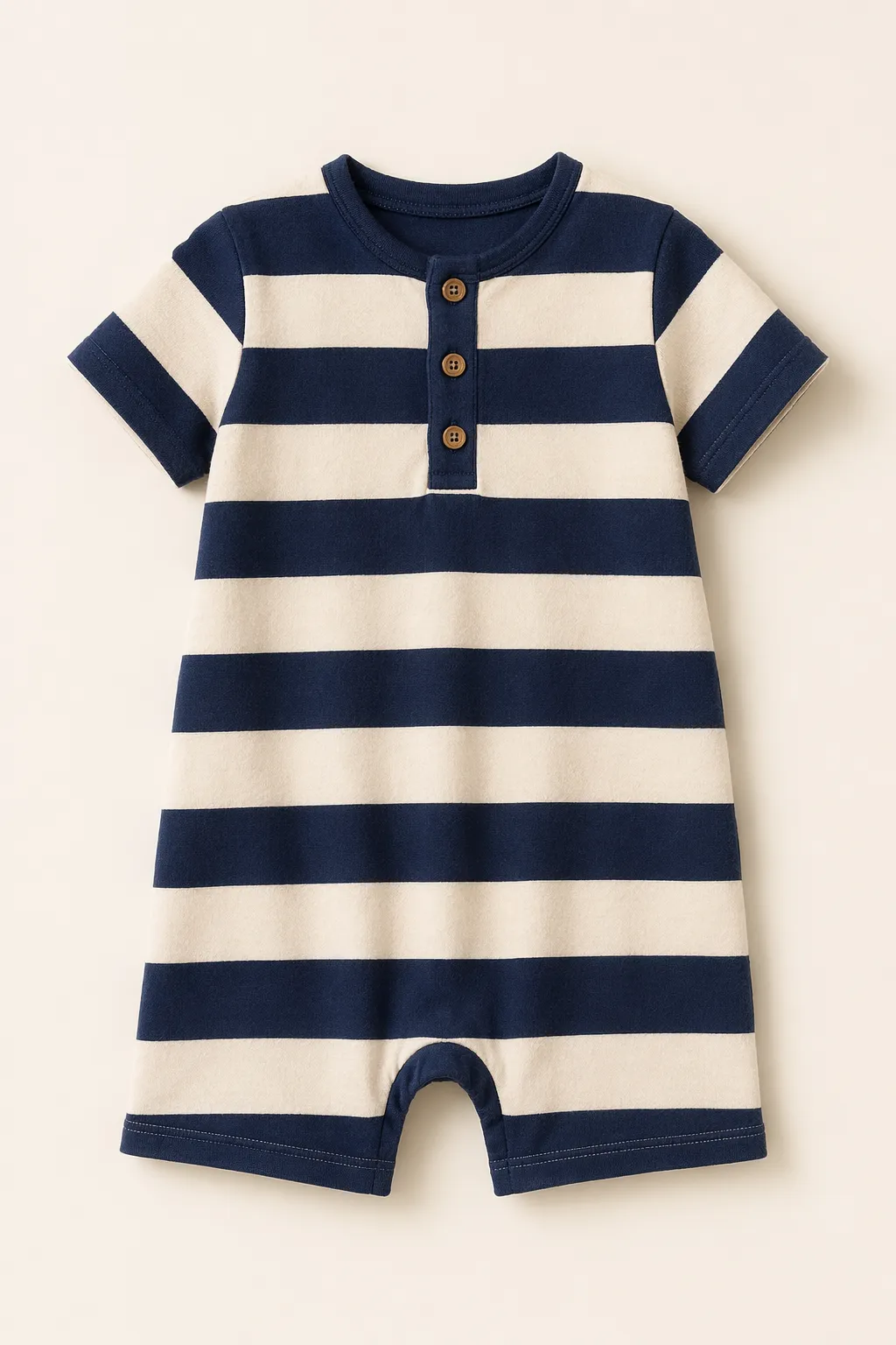 Kids child navy cream wide stripe henley