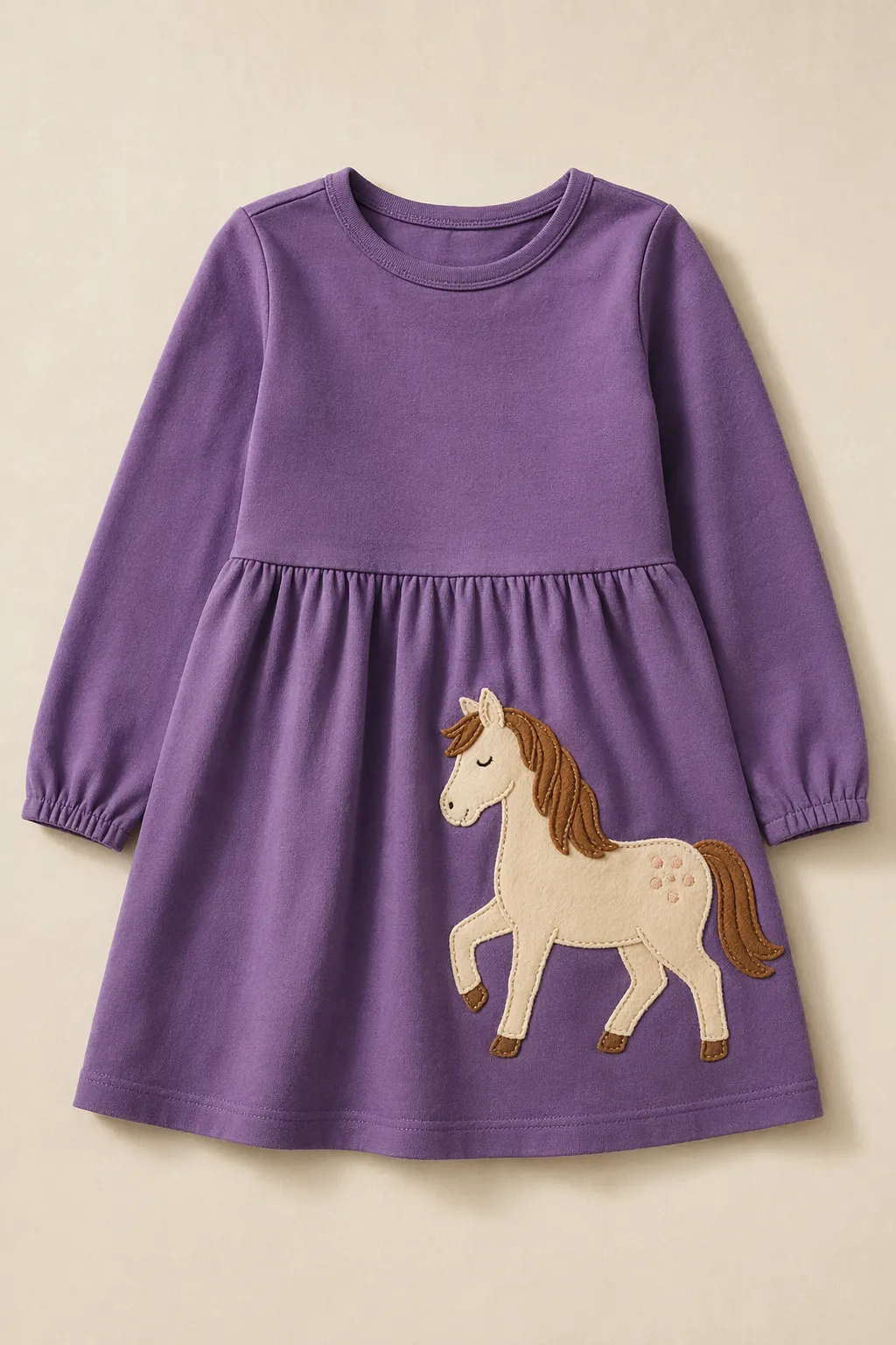 Kids child purple cotton jersey dress horse