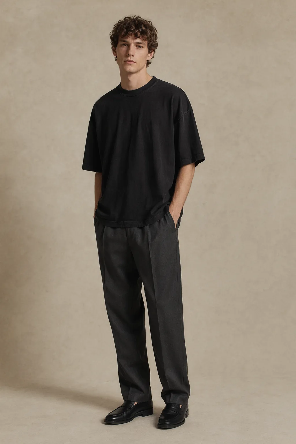 Knits man black oversized tee