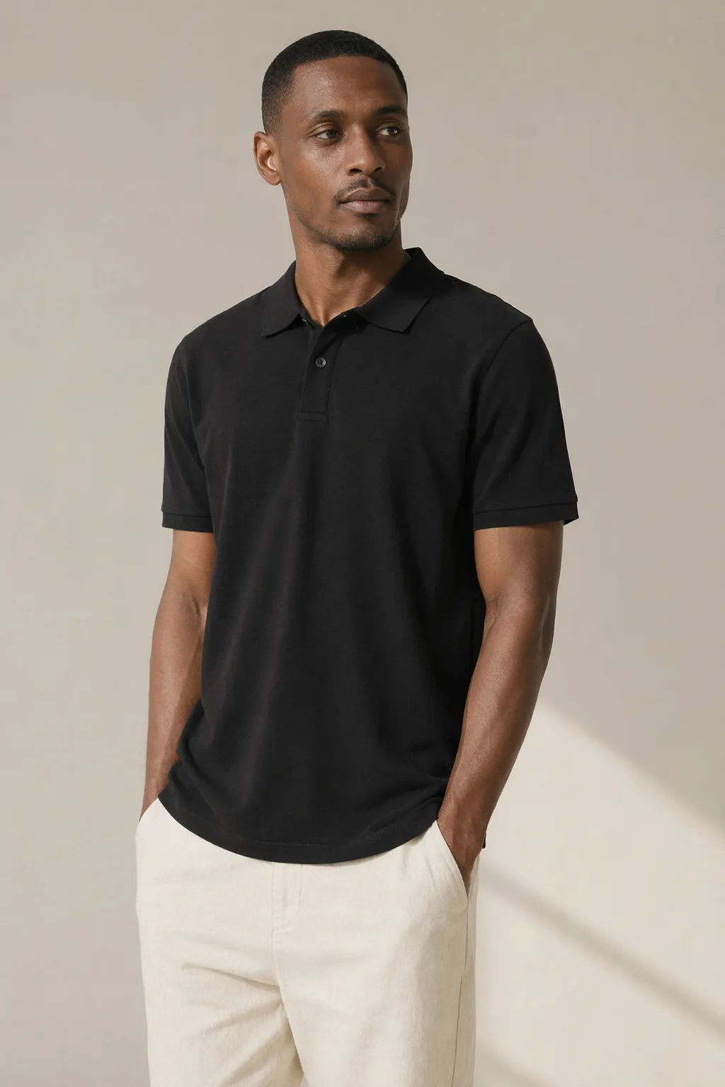 Knits man black polo tee