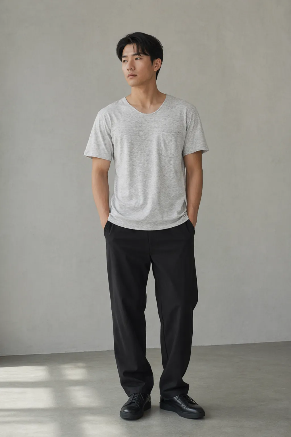 Knits man grey melange pocket tee
