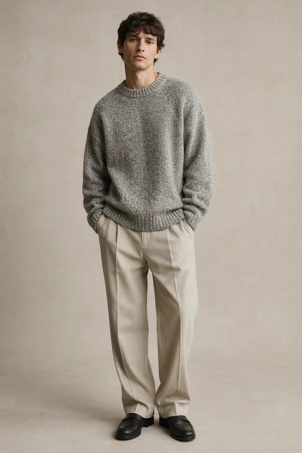 Knits man grey oversized crew knit