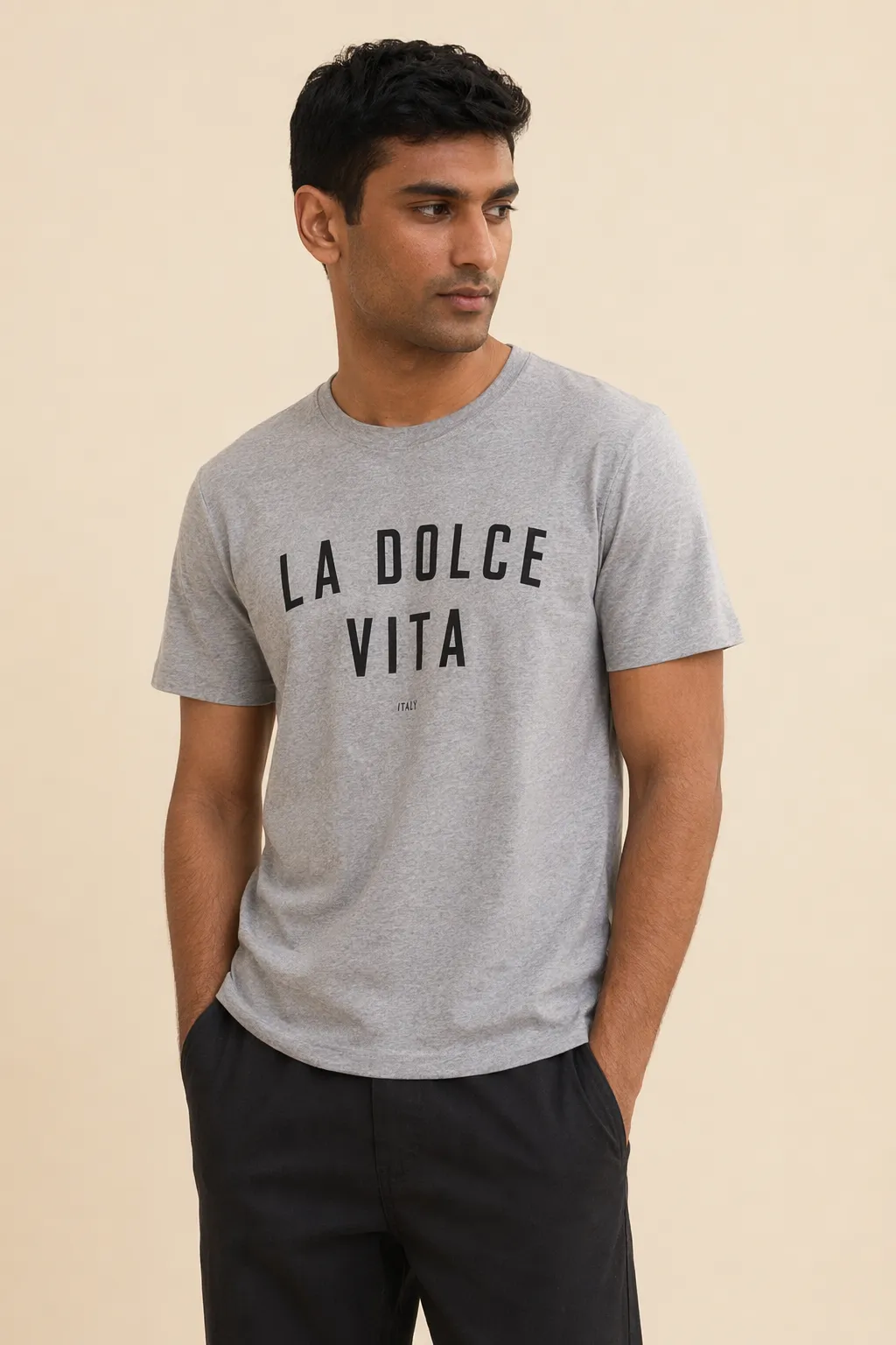 Knits man grey slogan tee