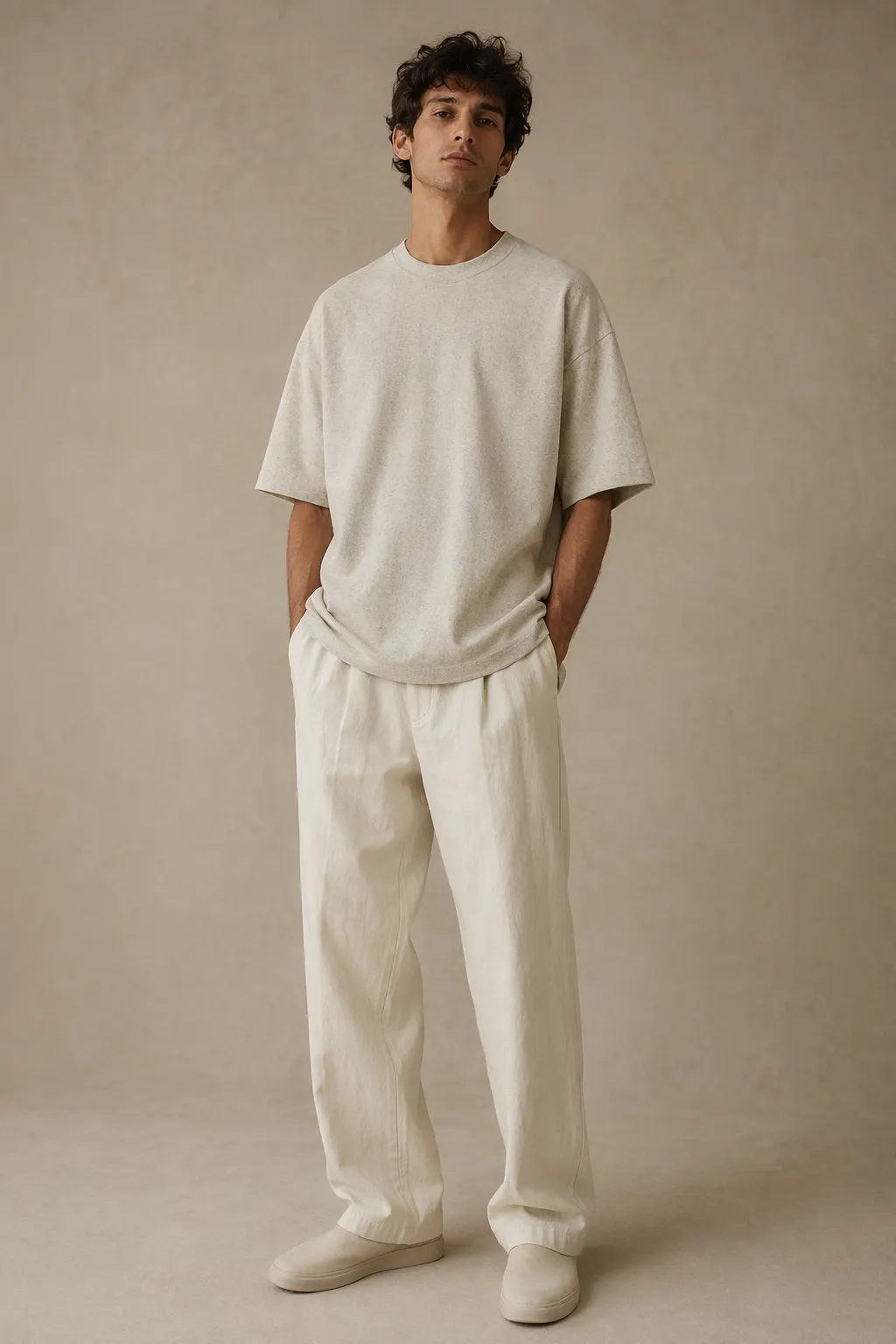 Knits man oatmeal oversized tee