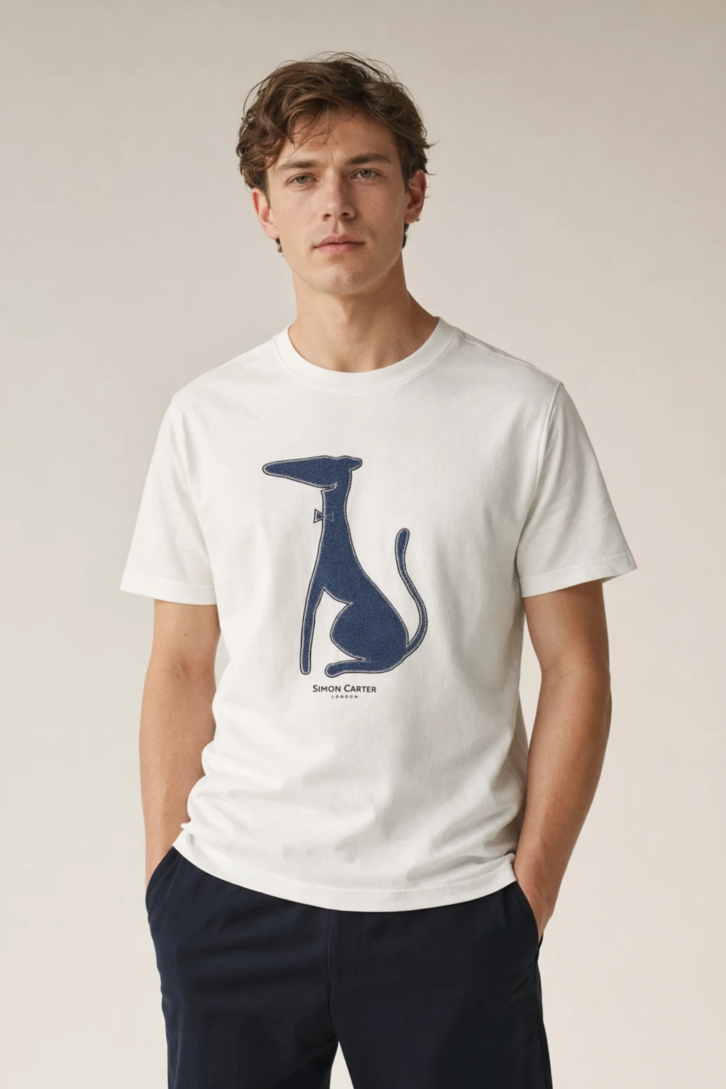 Knits man white cotton t shirt blue