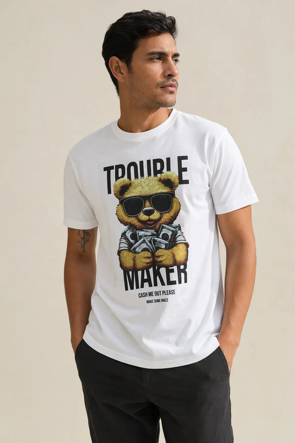 Knits man white troublemaker graphic tee