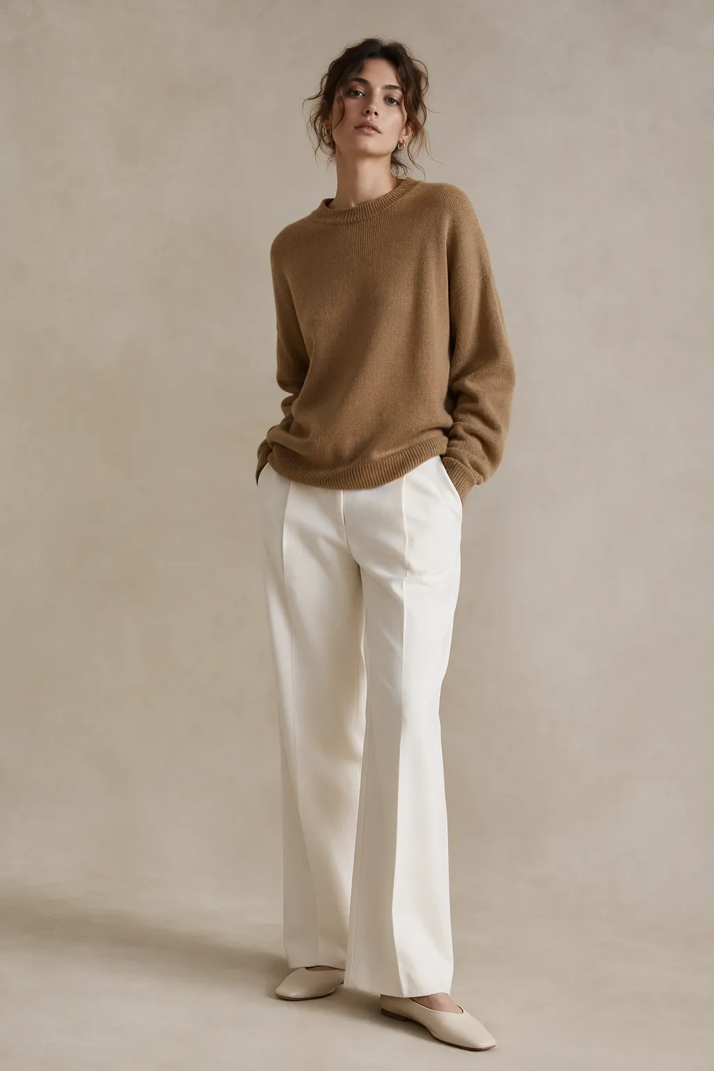 Knits woman camel oversized knit sweater