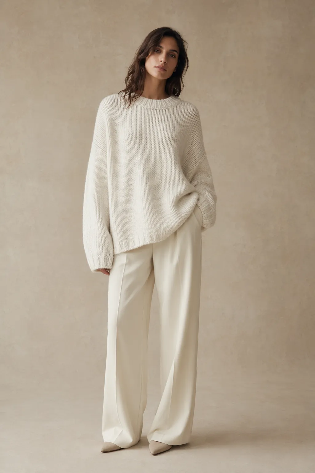 Knits woman ecru oversized knit sweater
