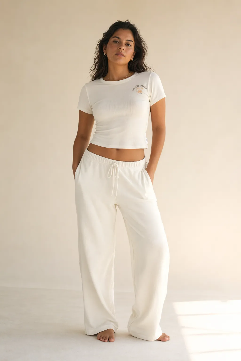 Knits woman ivory ribbed knit bodice tank