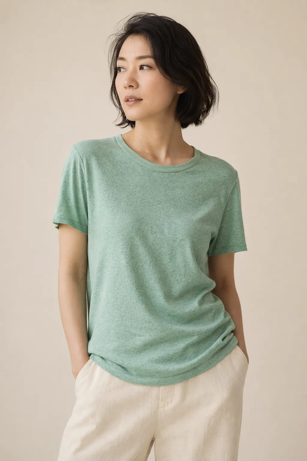 Knits woman mint melange tee