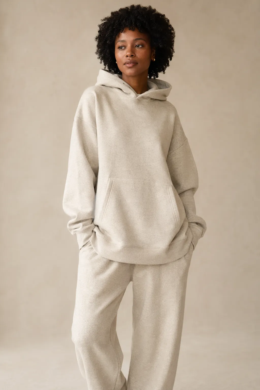 Knits woman oatmeal oversized hoodie