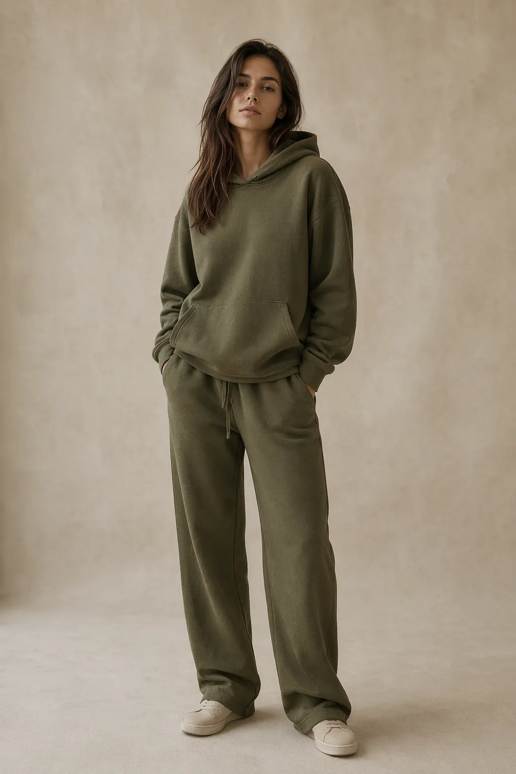 Knits woman olive relaxed hoodie