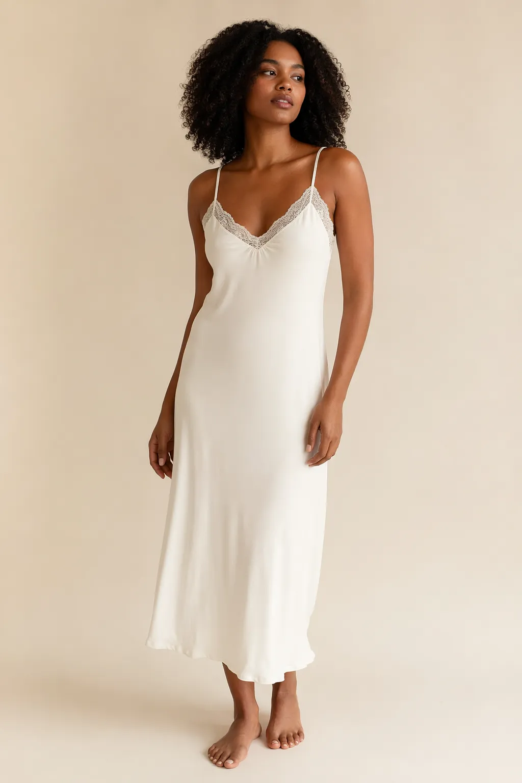 Nightwear woman ivory modal nightdress