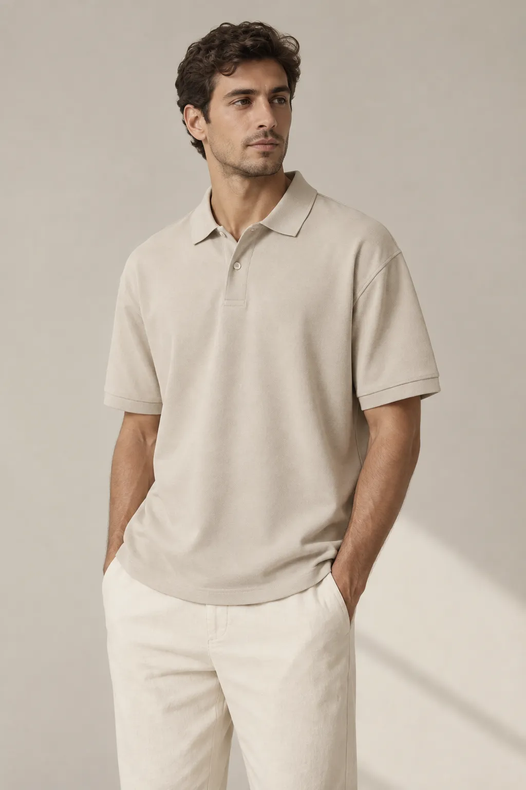 Polo shirts man stone oversized boxy