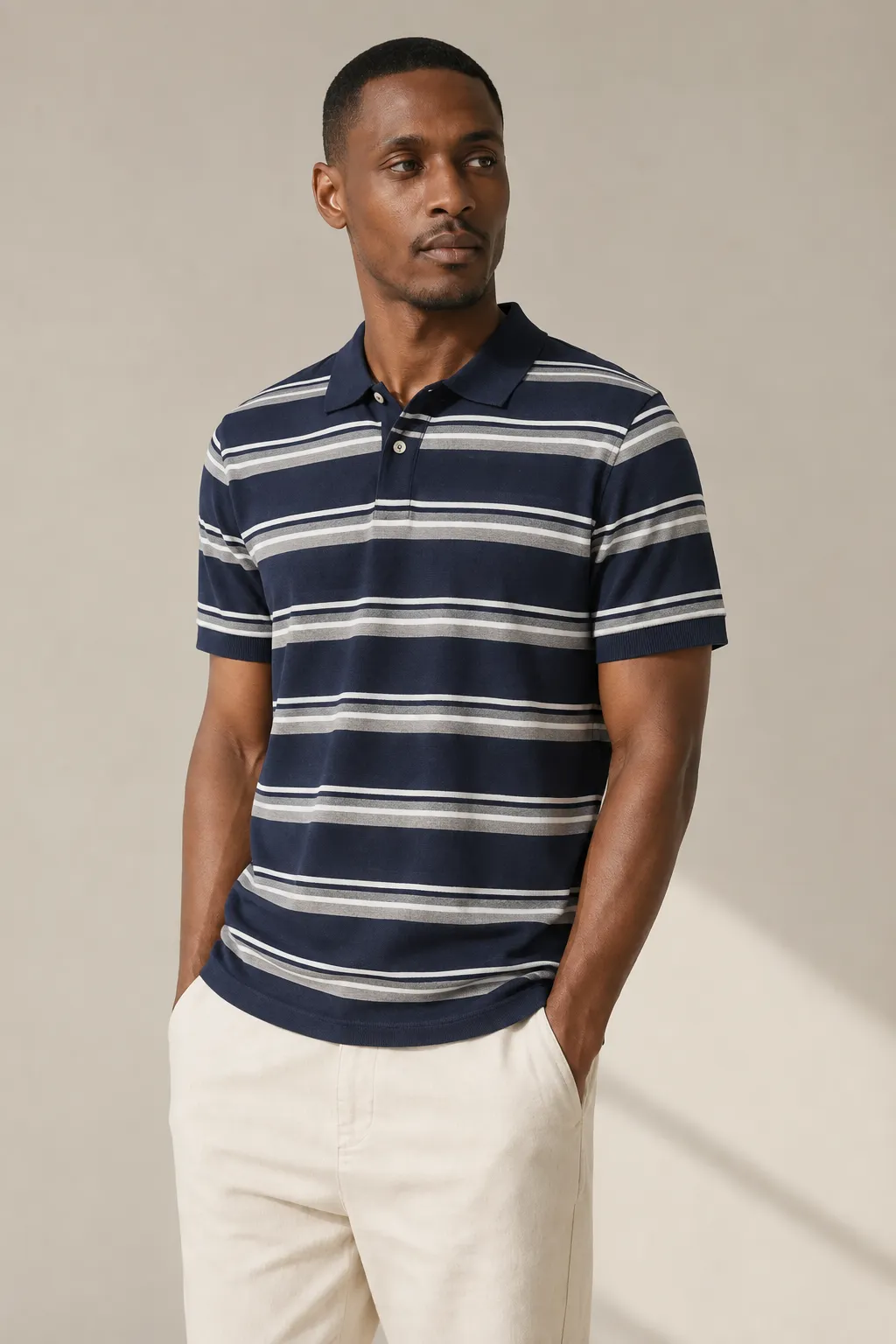 Polo shirts man yarn dyed engineered stripe