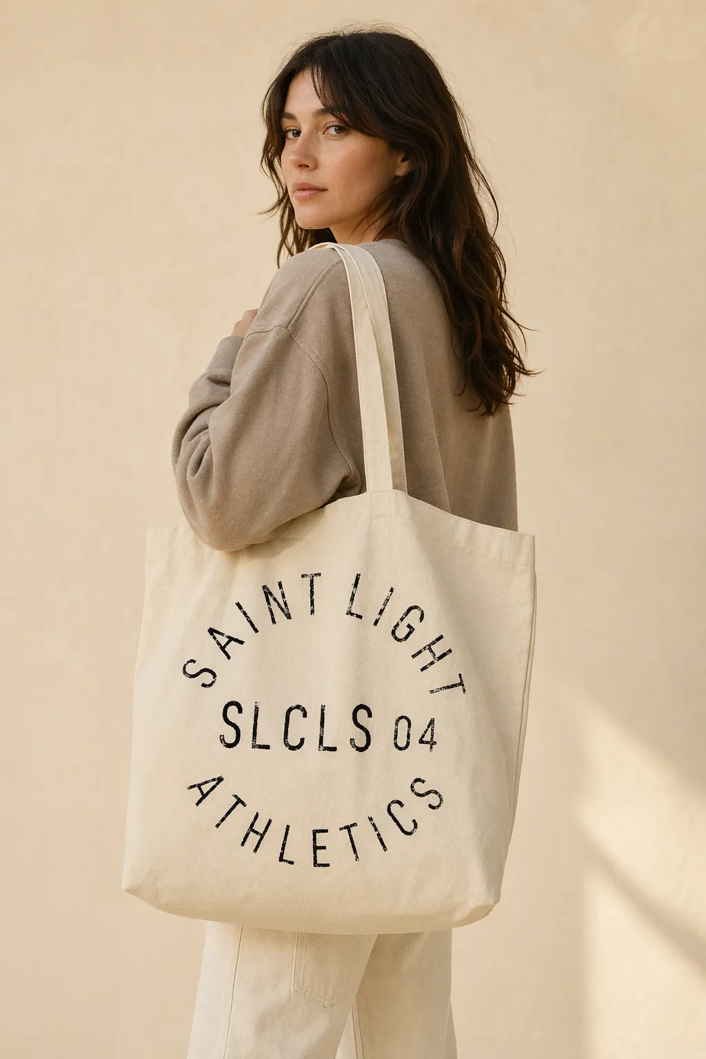 Promo bags cream athletics stamp tote