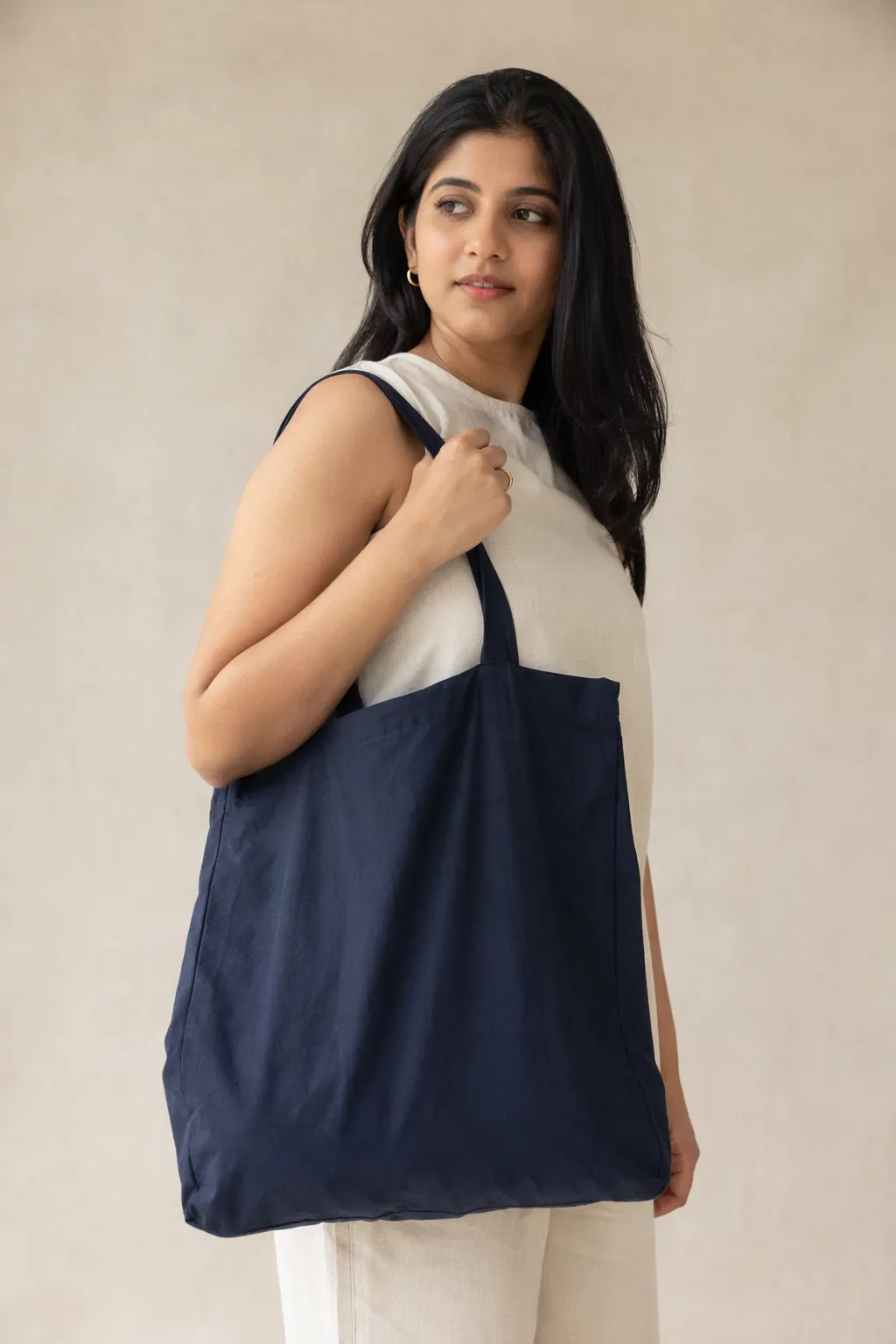 Promo bags foldable cotton shopper navy