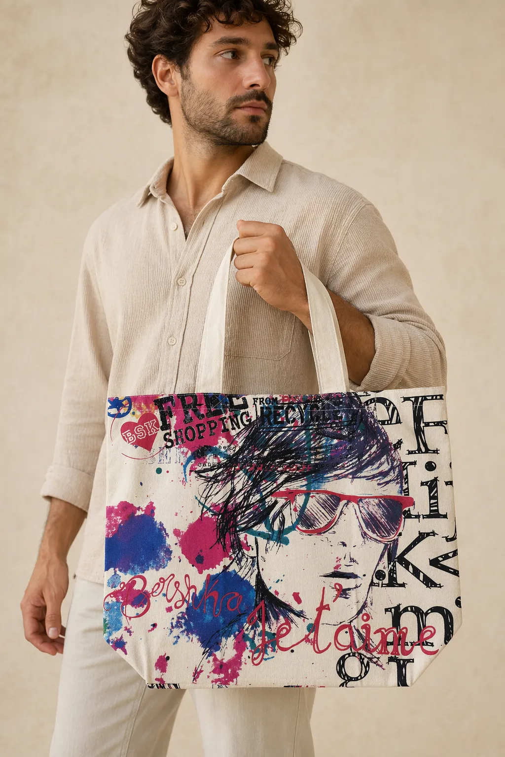 Promo bags natural graffiti abstract tote