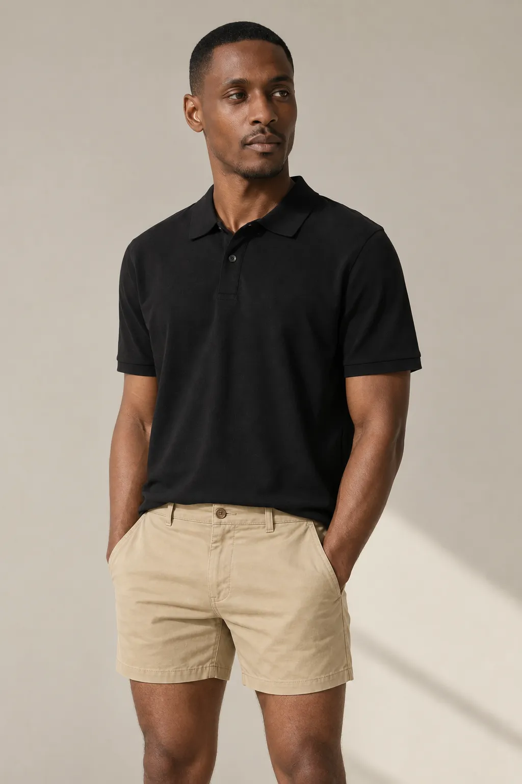 Shorts man khaki cotton twill chino short