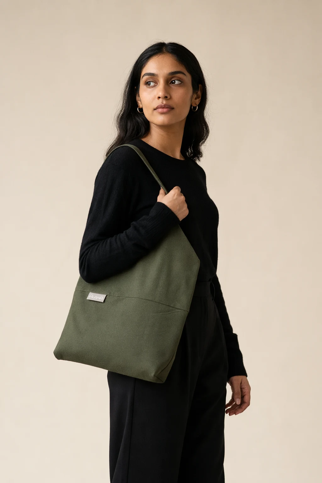 Totes woman olive green canvas tote bag
