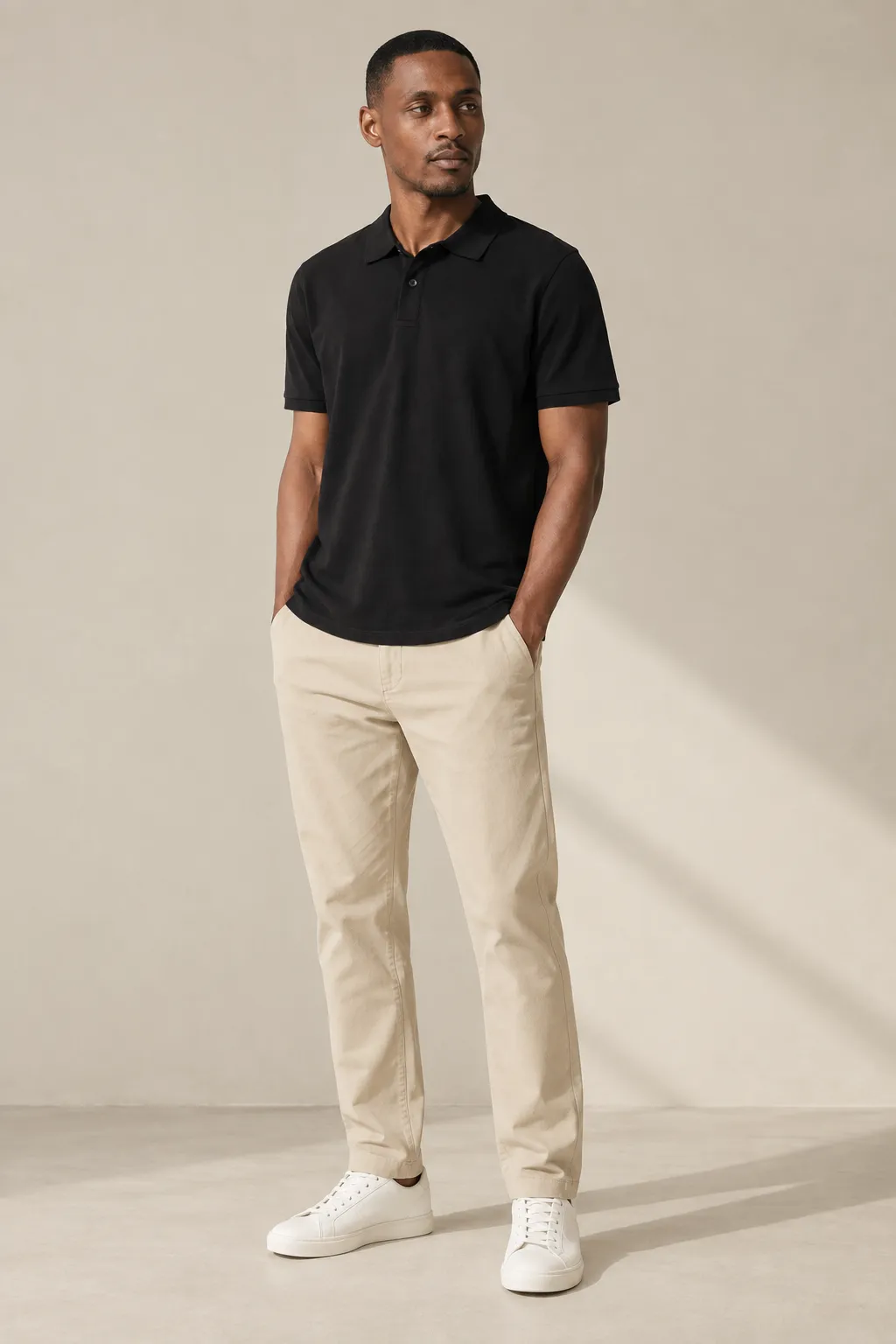 Trousers man beige cotton chino