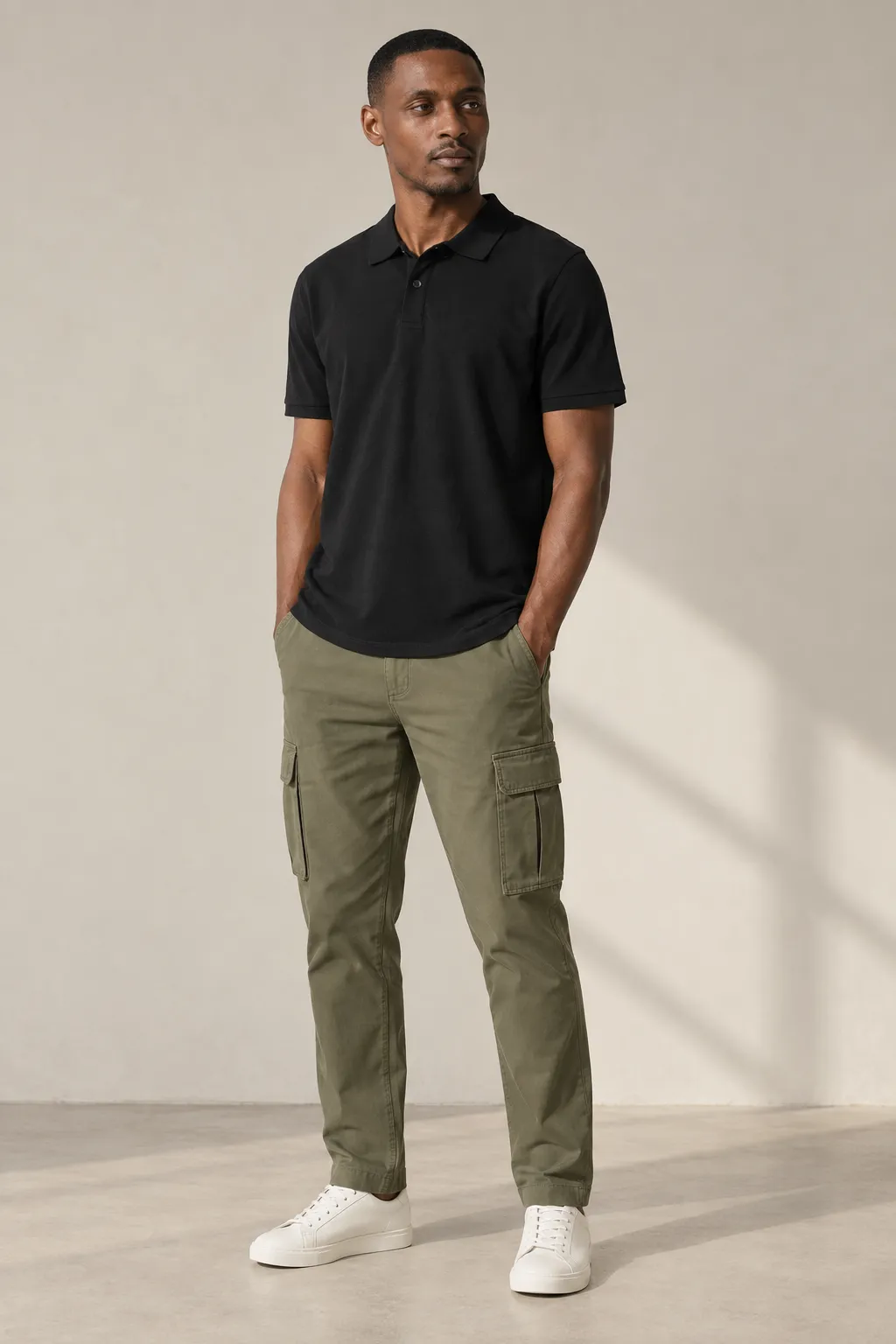 Trousers man olive cargo trouser
