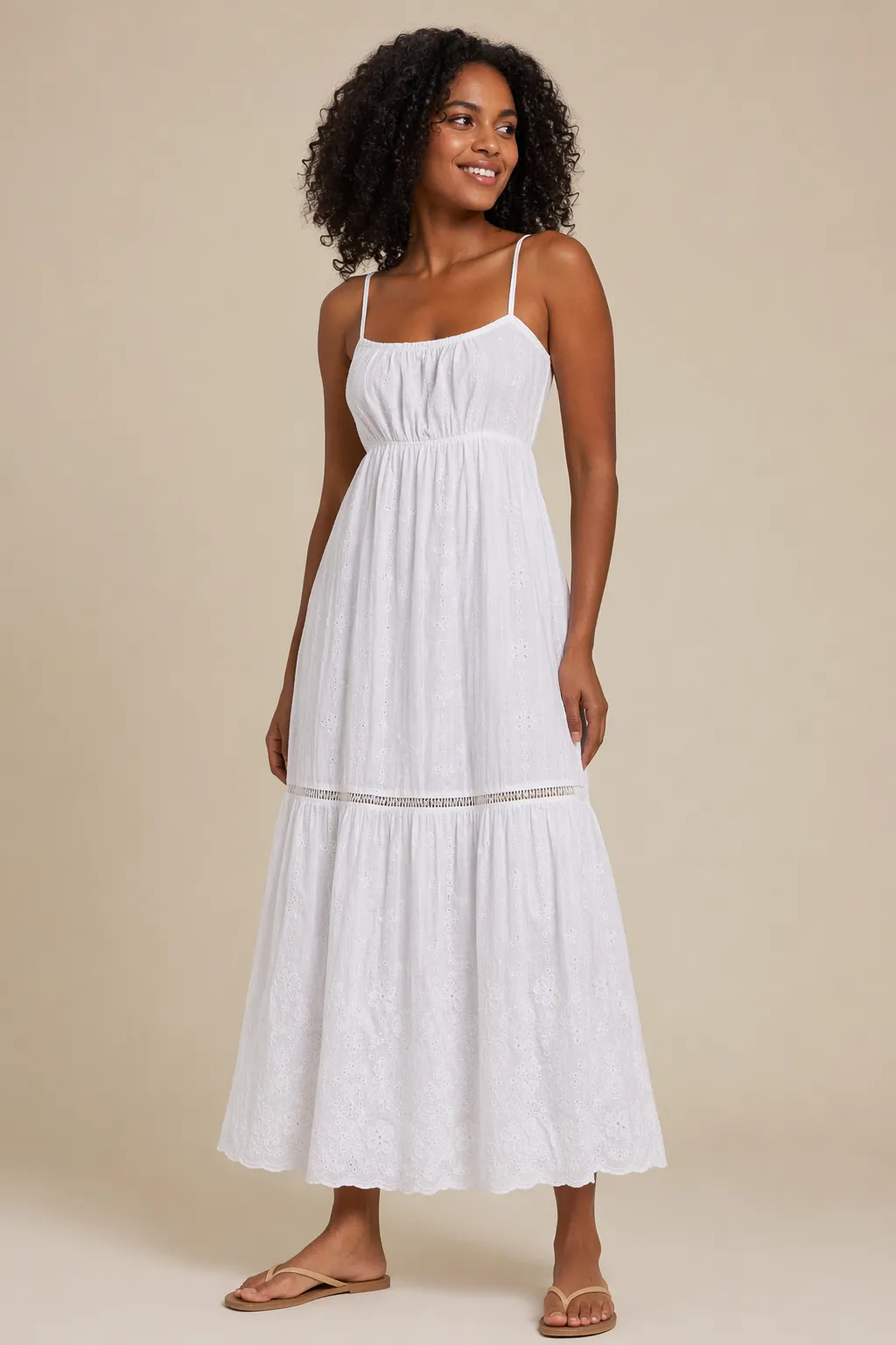Woven woman white eyelet sundress